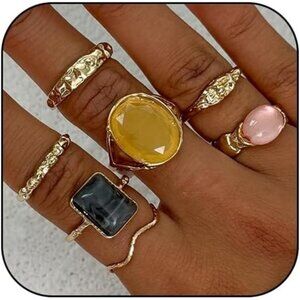 Chunky Gold Rings Set